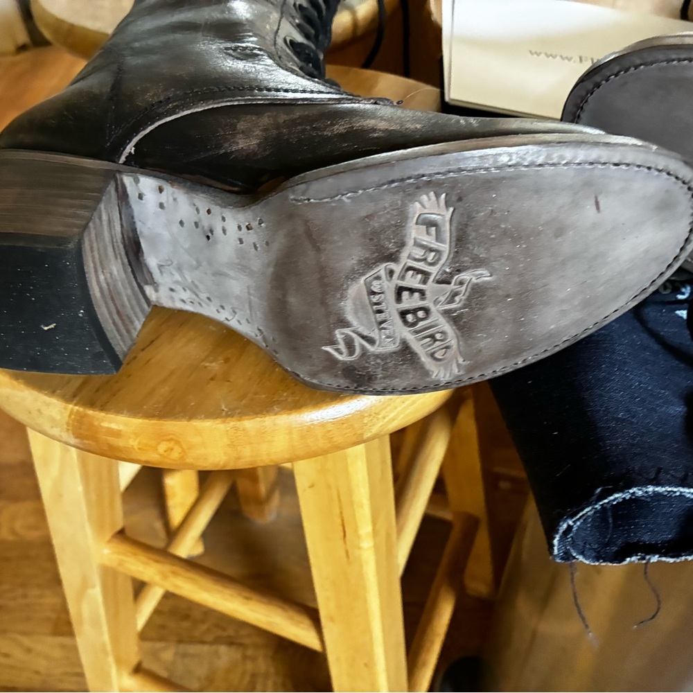 NEW Freebird GRANY "distressed black" Leather Lace-Up Boots - Picture 7 of 7
